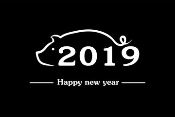 Happy New Year 2019 and pig