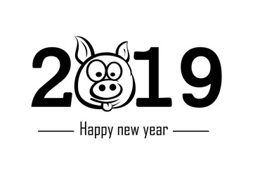 Happy New Year 2019 and pig