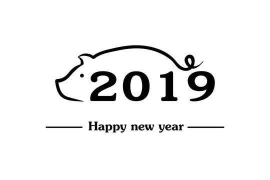 Happy New Year 2019 and pig