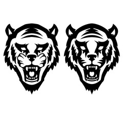 Illustration of tiger head on white background. Design element for logo, label, emblem, sign, poster, t shirt.