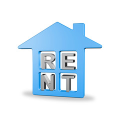 3D illustration of RENT house real estate concept