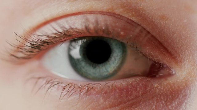 close-up beautiful blue eye opening human iris macro natural beauty