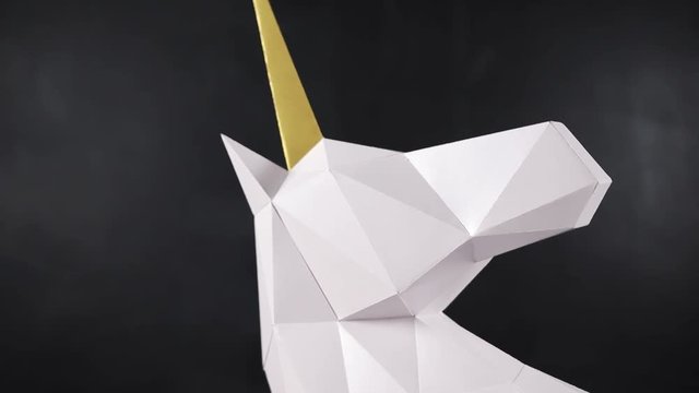 The girl is made a paper 3d unicorn