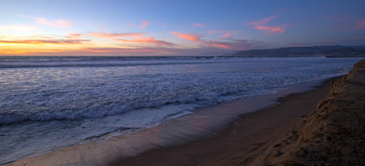 Twilight sunset over beach in Ventura California United States