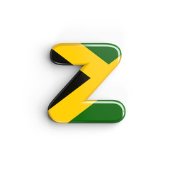 Jamaica letter Z - Lower-case 3d Jamaican flag font - Jamaica, Kingston or Caribbean concept
