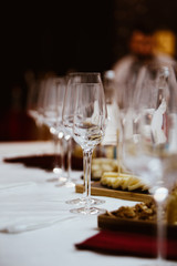 Blank glass of champagne sparkling bubble wine
