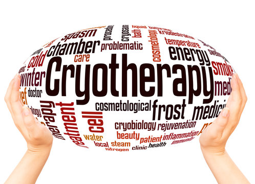 Cryotherapy word cloud hand sphere concept