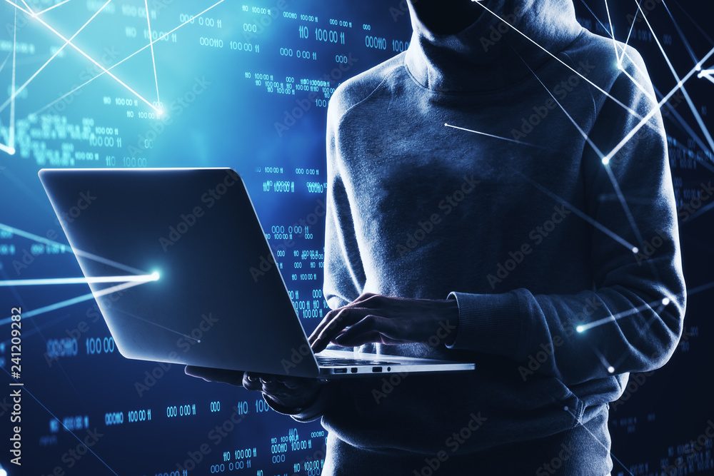 Poster Hacking and computing concept
