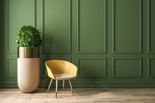 Modern Green Interior With Copyspace
