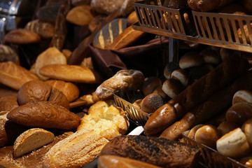 fresh baked breads in the bakery bread loaf