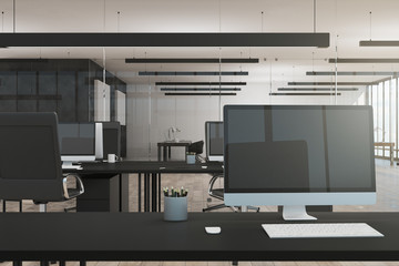 Office desk with blank computer