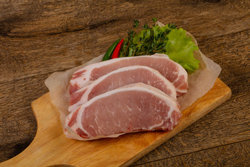 Raw pork steak