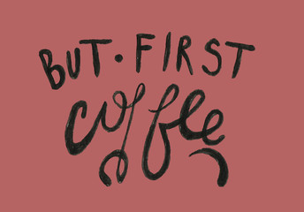 Hand drawn calligraphy menu food coffee tea illustration