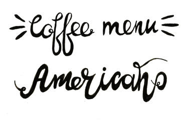 Hand drawn calligraphy menu food coffee tea illustration