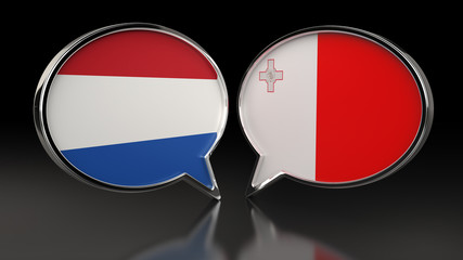 Obraz premium Netherlands and Ukraine flags with Speech Bubbles. 3D illustration