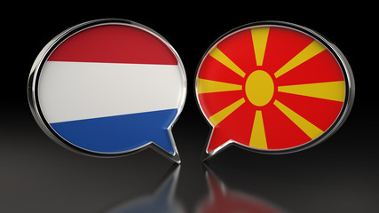 Naklejka premium Netherlands and Ukraine flags with Speech Bubbles. 3D illustration