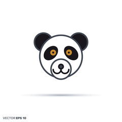 Cute panda bear color filled line icon vector