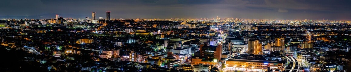 大阪の夜景のパノラマ写真