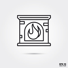fireplace vector line icon