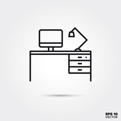 office desk vector line icon