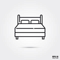 double bed vector line icon