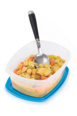 Meal on a tupperware ready to eat 