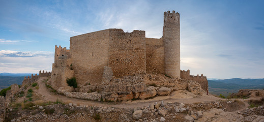 Vista panorámica del Castillo de Xivert al amanecer. Castellón