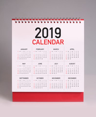 Simple desk calendar 2019