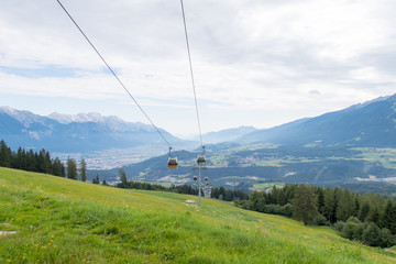 Cable car (Muttereralmbahn) over Innsbruck valley, Austria