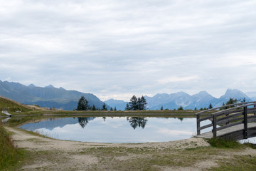 Panoramic Lake (Panoramasee) on Mutterer Alm near Mutters/Innsbruck, Austria