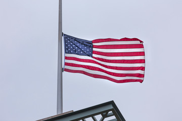 american flag on an american Embassy