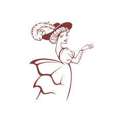 vector image of victorian woman in historical dress