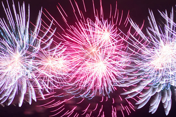 Fototapeta premium Beautiful fireworks after sunset over Moscow 