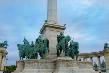 Obraz premium Heroes Square in the center of Budapest. Hungary monuments of architecture