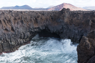 Los Hervideros. The place where lava was going to the Ocean. Lanzarote. Canary Islands