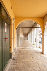 View under the arcades of Padua, Veneto-Italy