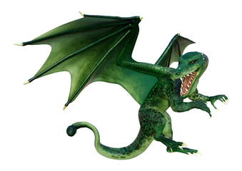 Fototapeta premium 3D Rendering Fairy Tale Dragon on White