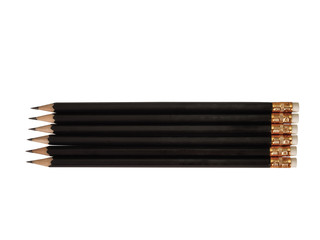 Black pencils on white background. ( clipping path)