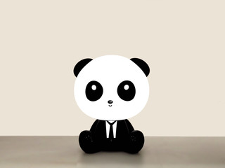 Cute panda wear suite and sitting © CiddiBiri