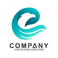 eagle letter E logo design. letter E combination with eagle shape 