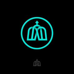 Church logo. The logo consists of crossed lines with a cross at the top, inscribed in a circle.