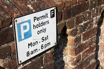Permit Holders Only Parking Sign
