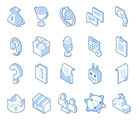 Set of video games icon set. Online streaming attributes: donations, headphones, chat, replay, rules. Outline symbols for live streamers. Eps10 vector