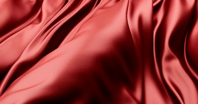 Red drapery Silk fabric in the wind. luxury background. slow motion 60fps 4k
