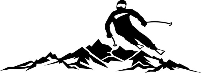 Silhouette Ski Driver Mountains