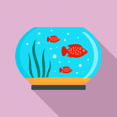 Red fish aquarium icon. Flat illustration of red fish aquarium vector icon for web design