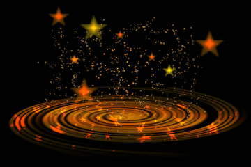 Fototapeta premium Shining stars and Christmas motives on a black background.