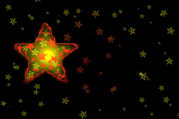 Shining stars and Christmas motives on a black background.