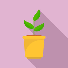 Grow plant pot icon. Flat illustration of grow plant pot vector icon for web design