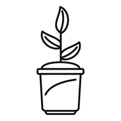 Grow plant pot icon. Outline grow plant pot vector icon for web design isolated on white background